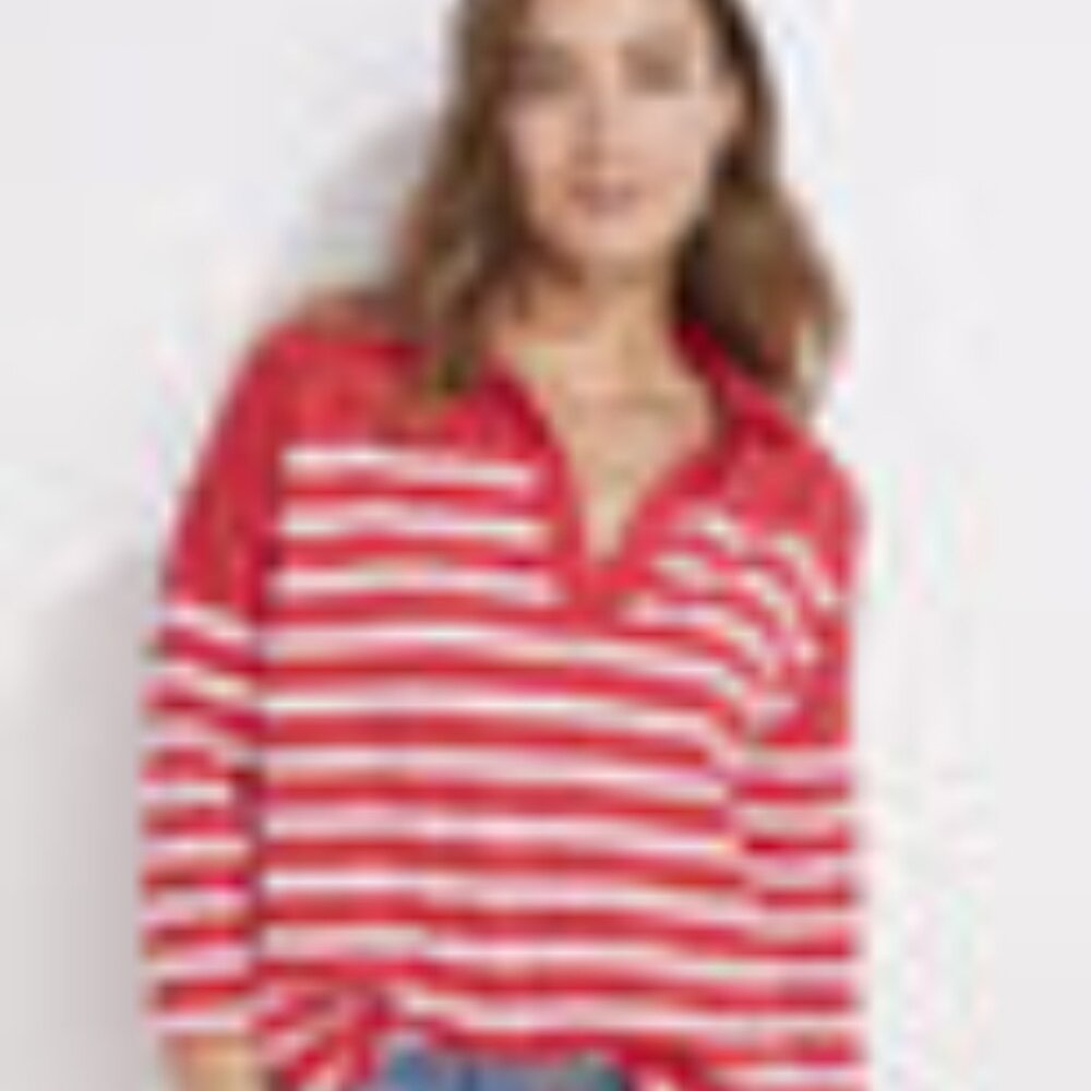 Vineyard Vines Deluxe Polo - 3/4 sleeve - Red/White Stripe